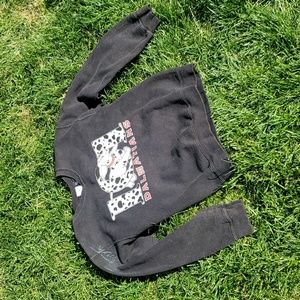 Disney 100 Dalmatians womens S Crew neck sweatshirt. Black with bleach highlight